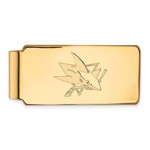 Sterling Silver 14k Yellow Gold Plated NHL San Jose Sharks Money Clip